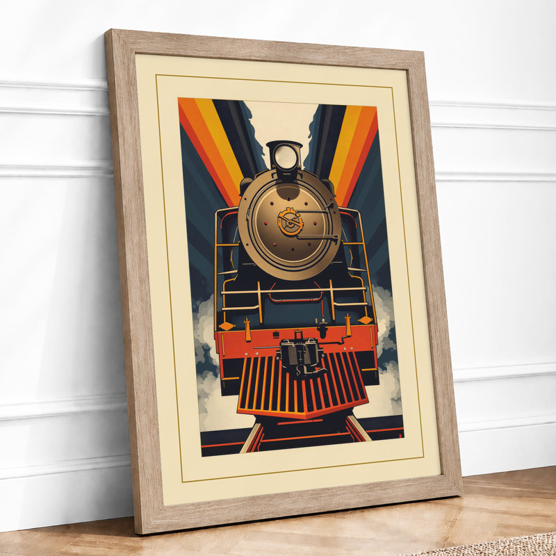 Locomotive In Motion Art Deco - Print, Oak, A4 - 29.7 x 21.0 cm