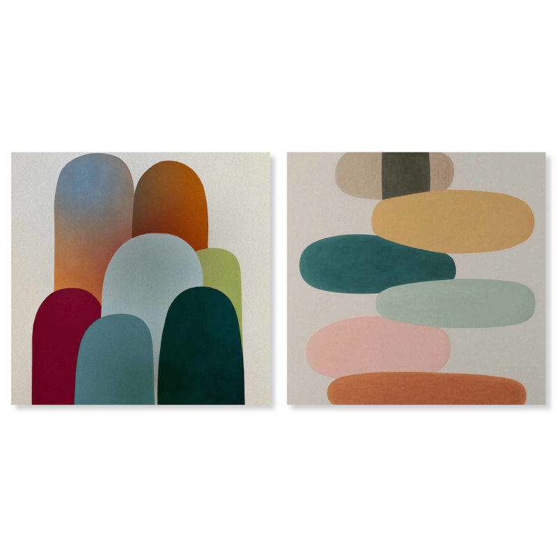 «Rolling Pebbles Set», ensemble de 2 impressions sur toile tendue, H 12 po x l 12 po x P 0,75 po