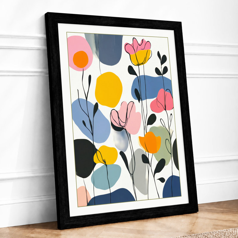 Modern Blooms Botanical 1 Piece Single Picture Frame Wall Art, A3 - 42.0 x 29.7 cm, Black