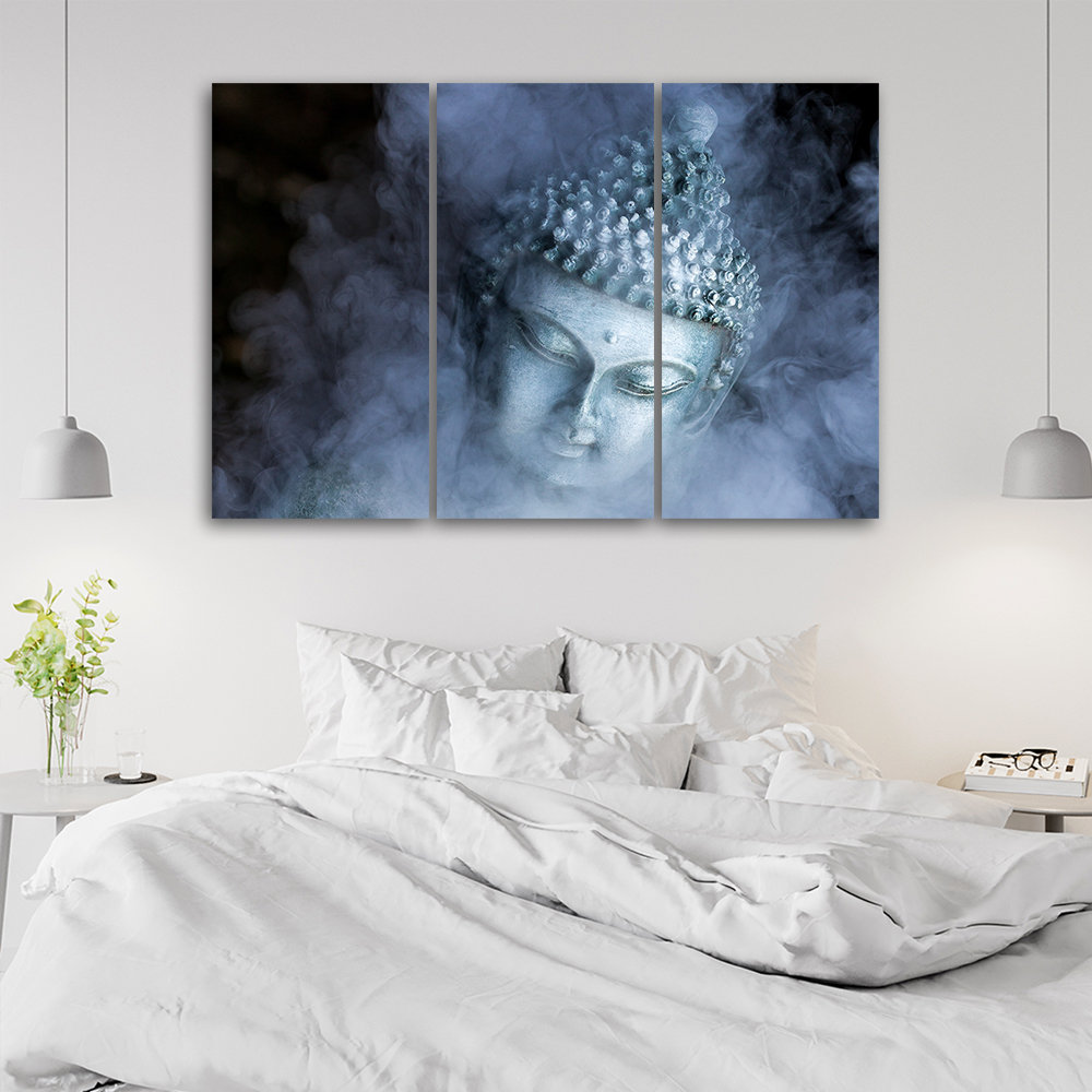 Leinwandbild Buddha Zen Mist Blue