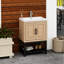 Armoire de salle de bain de 24 pouces avec base en métal, lavabo en céramique blanc sans couture et 2 armoires de rangement avec cadre de meuble-lavabo, tablette ouverte pour l'intérieur et l'extérieur-300846995-300846992