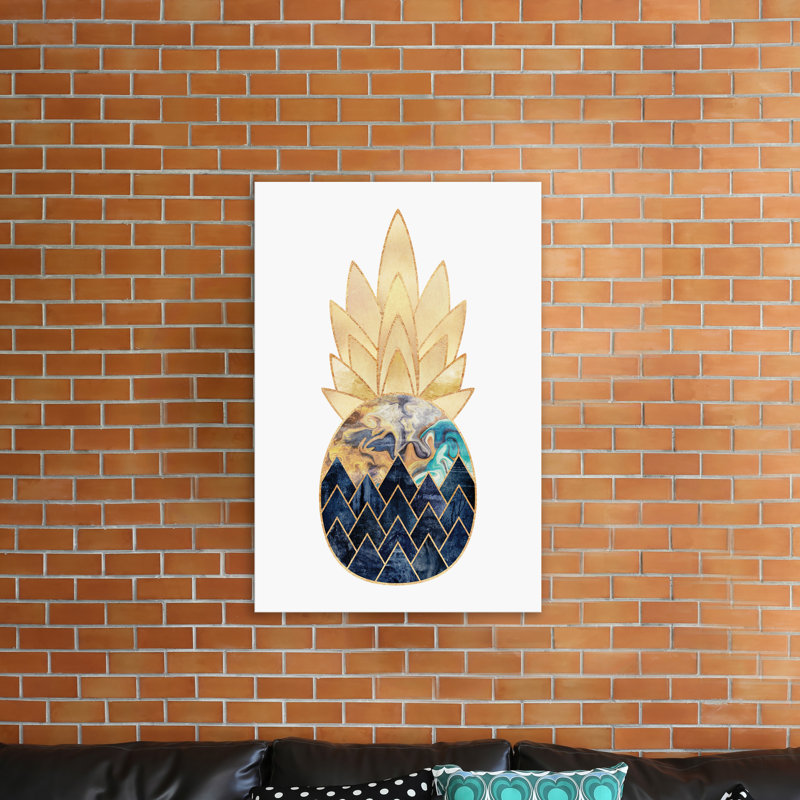 «Precious Pineapple I» par Elisabeth Fredriksson - impression d'art graphique, Toile tendue, H 26 po x l 18 po x p 1,5 po