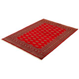 Tapis de bois one-of-kind-noué la 2010 bokhara rouge 5 pi 1 po x 7 pi. zone en laine Yaak