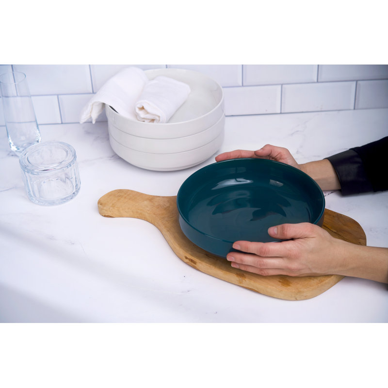 Bol de service en céramique, 47 oz, ensemble de 4, Bleu sarcelle