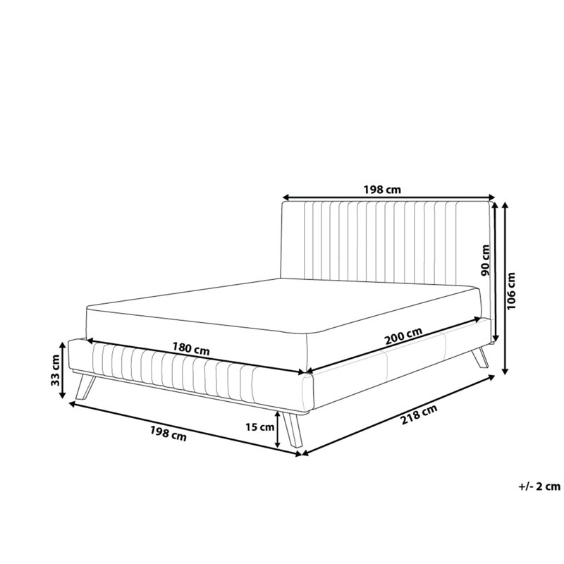 Warner Upholstered Bed, Dark Blue, Super king (6')