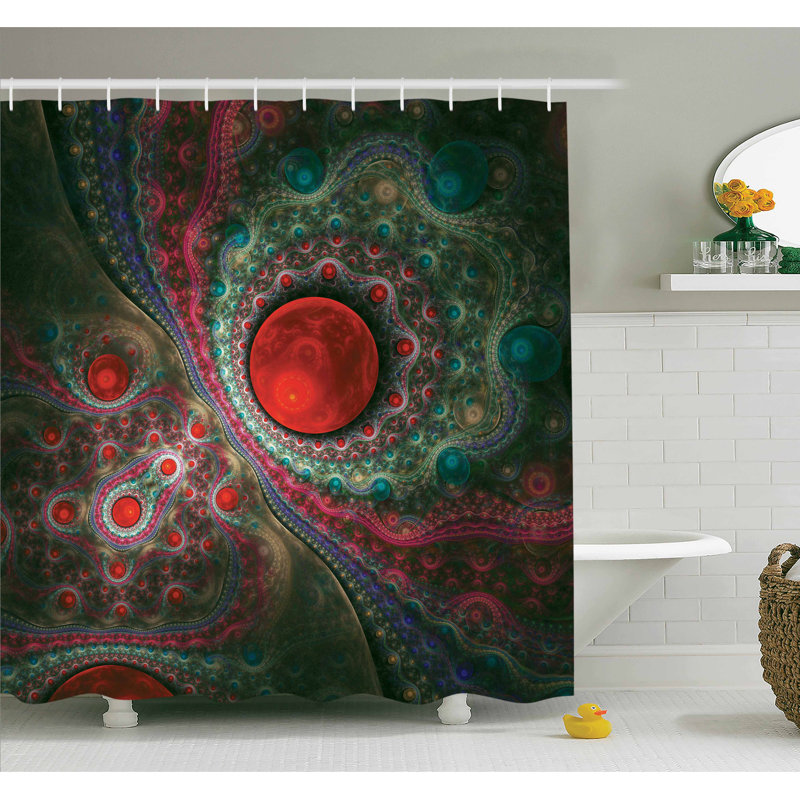 Ensemble de rideau de douche abstrait rétro, H 75 po x l 69 po