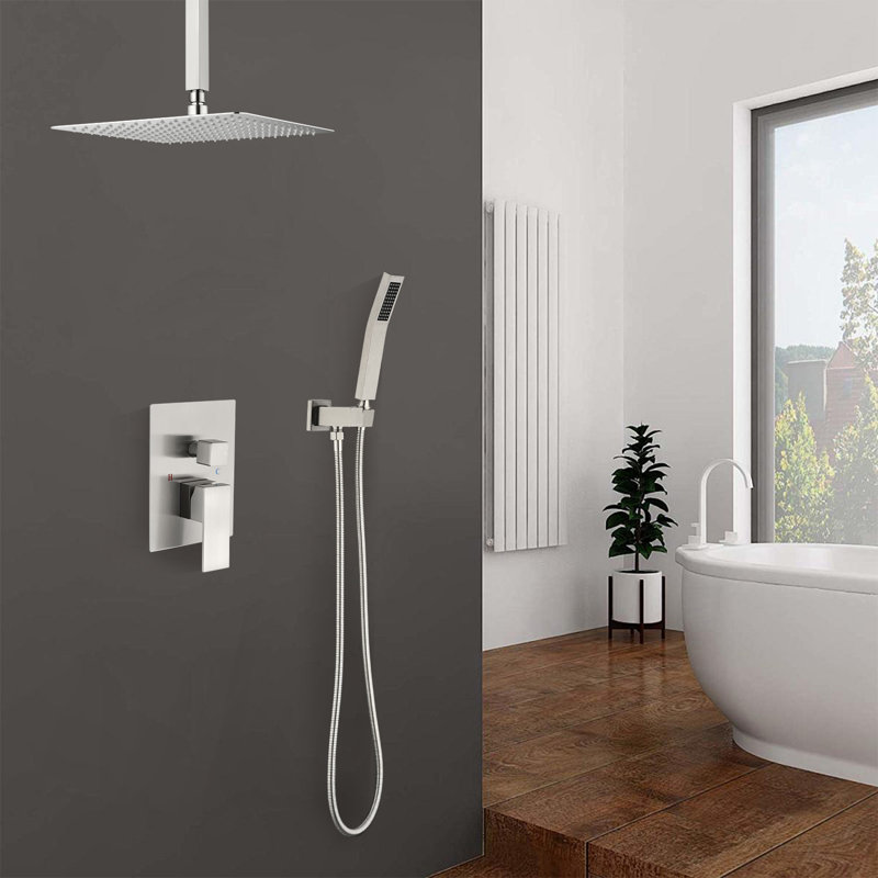 Complete Shower System with Rough in-Valve, Brushed Nickel