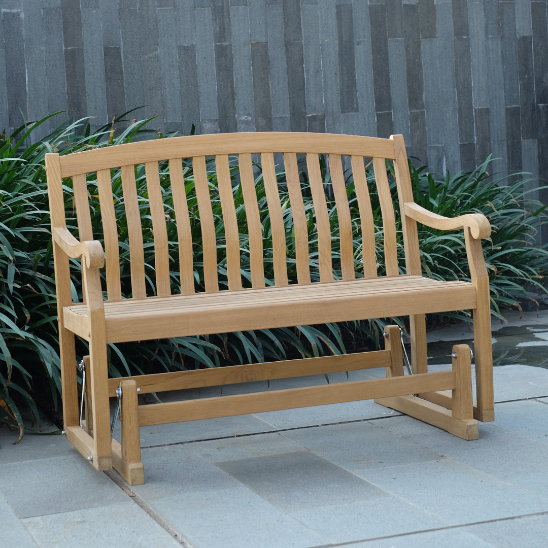 Outdoor Cynthia Gliding Solid Wood Bench Bayou Breeze