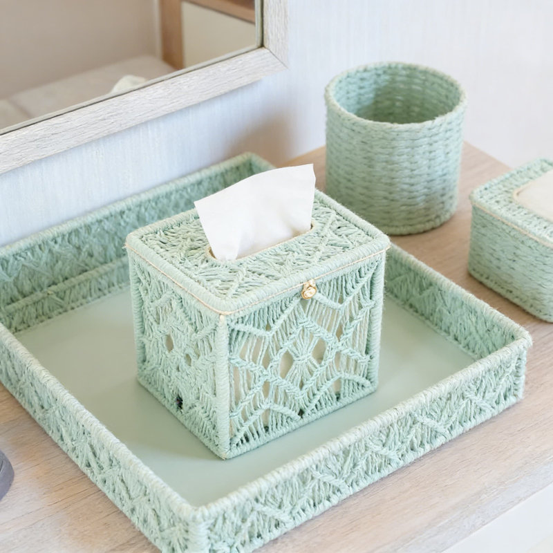 Couvre-boîte à mouchoirs en macramé avec corde tressée, porte-boîte à mouchoirs carré style bohème