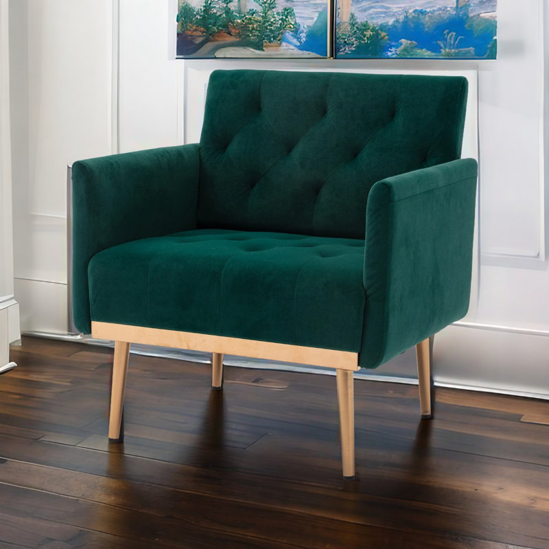 Gus Velvet Armchair, Dark Green