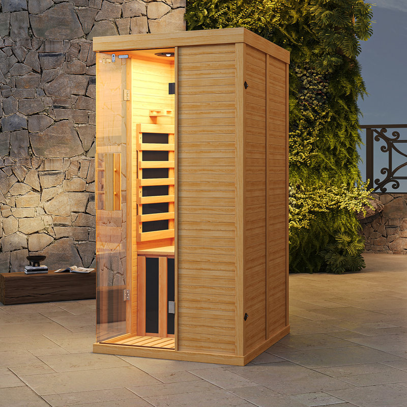 2-person Low Emf Far Infrared Sauna For Home, Canadian Hemlock Wood With Bluetooth Speakers & Chromotherapy Lighting