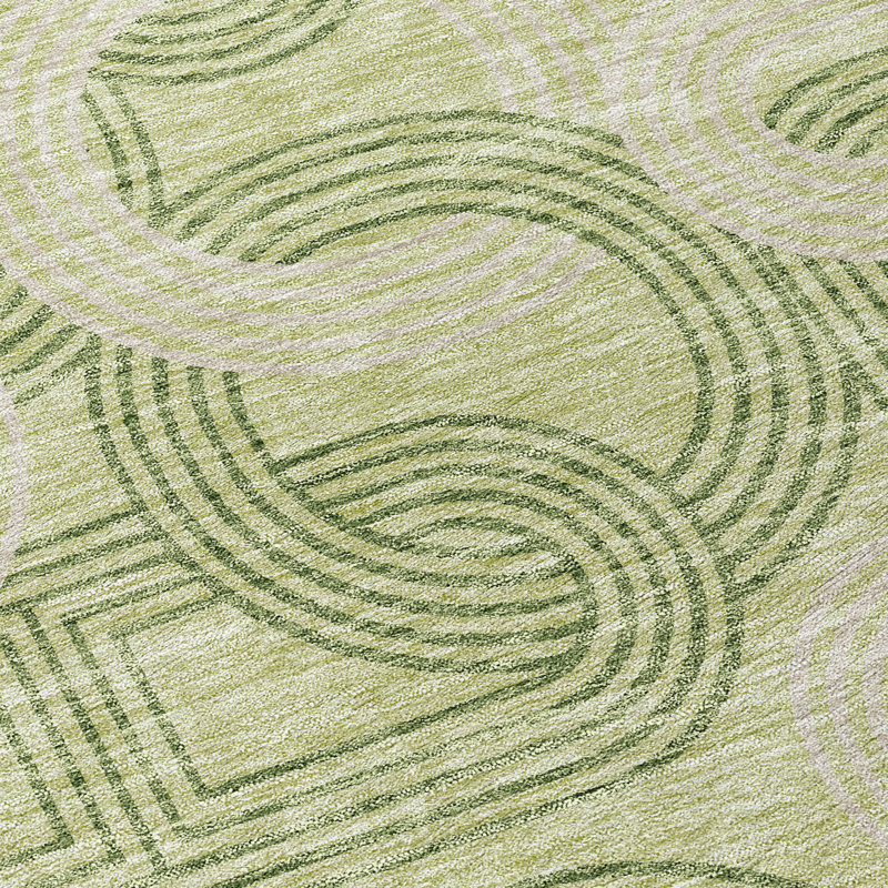 Aloe Green Geometric Washable Rectangular Synthetic Rug 2'6" x 3'10"