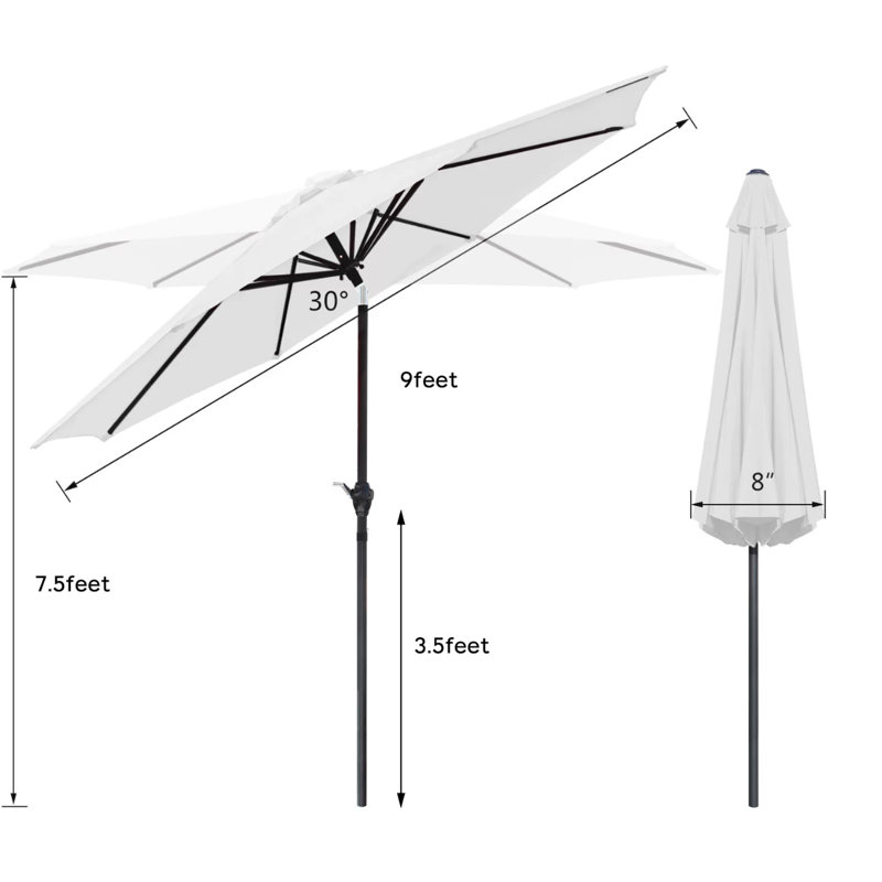 Parasol de marché 7 pi 10 po Darrin, Blanc