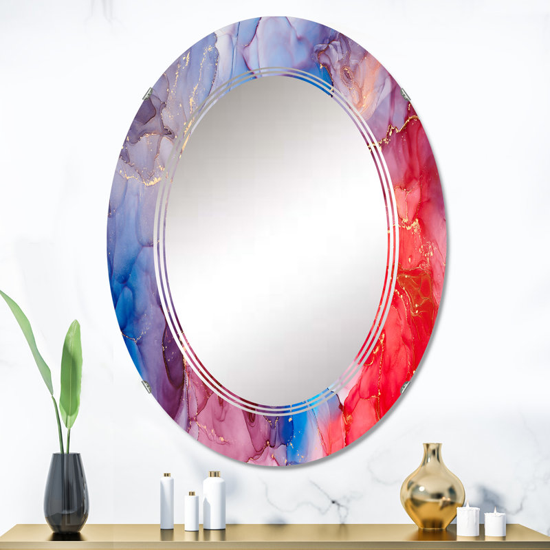 Miroir mural moderne bleu et violet, 36 po x 24 po