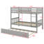 Detachable Wood Bunk Bed With Trundle, Converts To Two Beds, Space-Saving Design-499832968