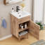 Petit ensemble de meuble-lavabo simple 18 po avec plateau en céramique Marilyse, texture grain de bois naturel-1011722794