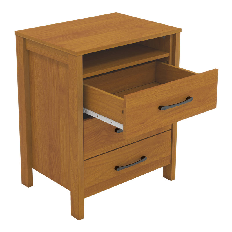 Allysyn 26.1" 3 Drawer Nightstand, Amber Walnut
