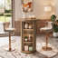 Table de bar ronde en bois avec rangement dissimulé, table de bar d'une hauteur de bar de 35,4 po-497214774
