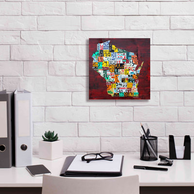 'Wisconsin Counties License Plate Map' by Design Turnpike, Giclee Canvas Wall Art