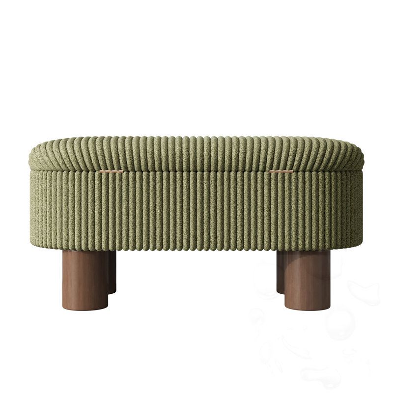 Banc de rangement rembourré avec couvercle relevable, Vert