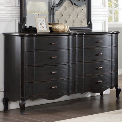 8 Drawers Wooden Dresser In Antique Black