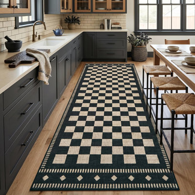 Tapis à motif géométrique en laine synthétique à poils courts
