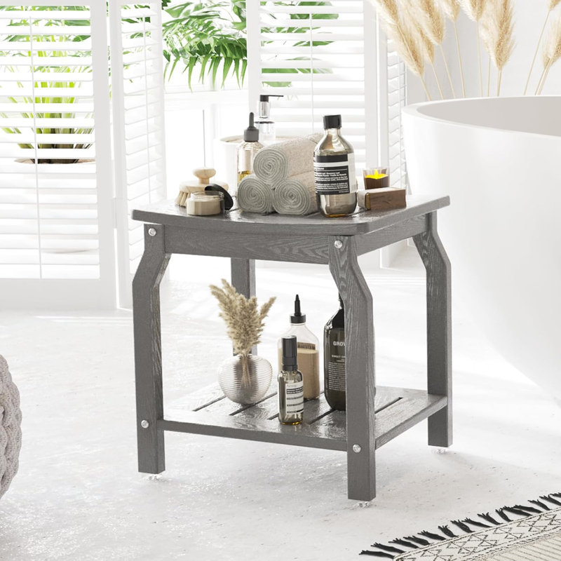 16" W Shower Bench, Grey
