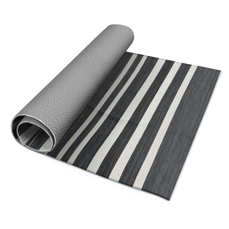 HorizontalStripes Gray Indoor and Outdoor Area Rug, Rectangle 9' x 12'