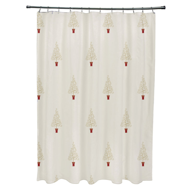 Rideau de douche simple filigree forest, Blanc cassé