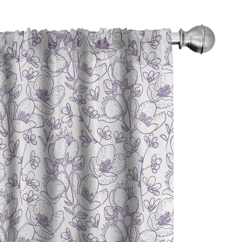 Floral Semi-Sheer Rod Pocket Curtain Panels, 28" x 84"