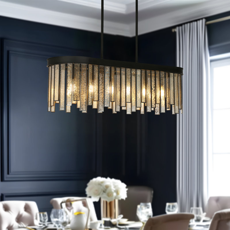 Luminaire suspendu linéaire à 6 lumières pour îlot de cuisine Shoshoni