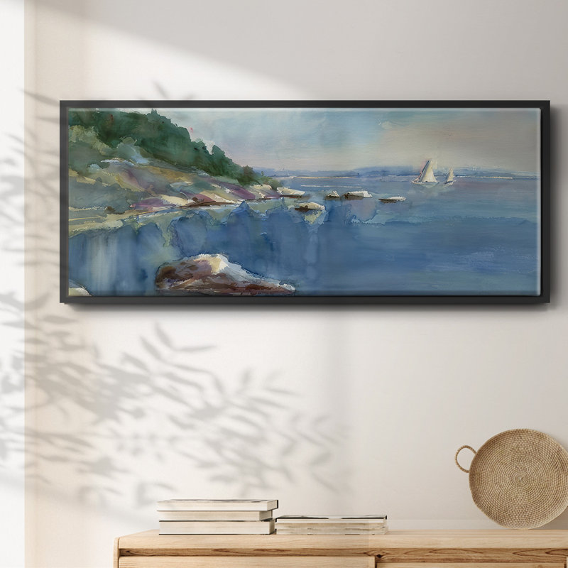 Sailing Bay- Framed Canvas, 12" H x 30" W