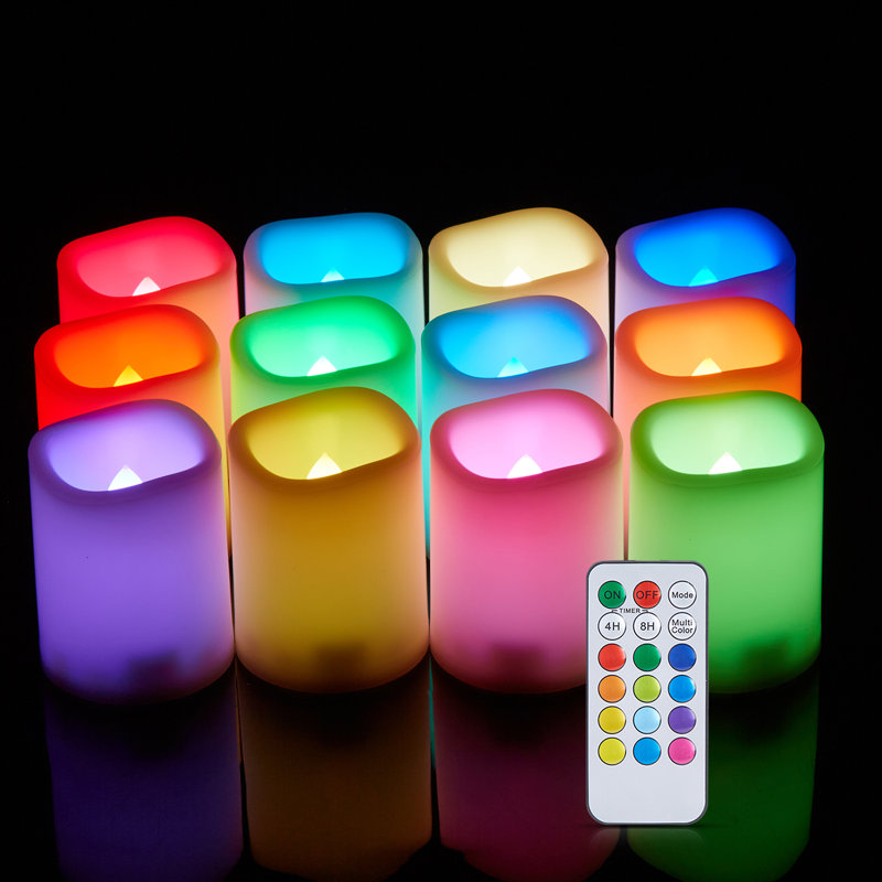 Bougies à DEL RVB et lumière blanche (paquet de 12)