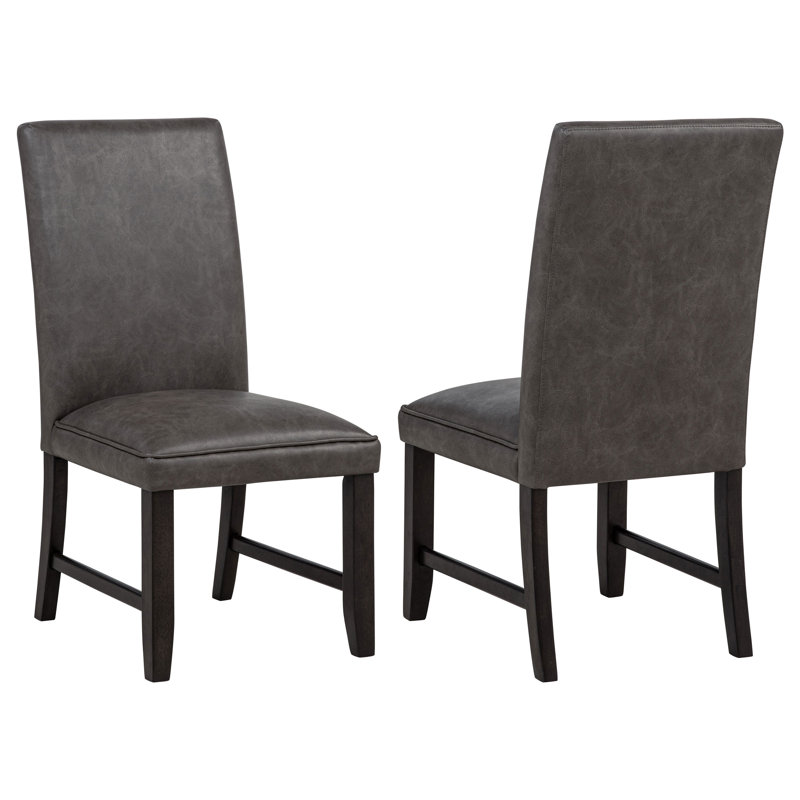 Chaise d'appoint de salle à manger rembourrée en similicuir Vinia gris foncé (ensemble de 2), Gris