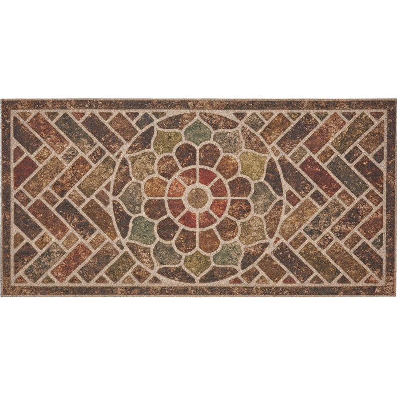 Kesha 48" L Rectangular Recycled Rubber Door Mat , Chestnut Brick