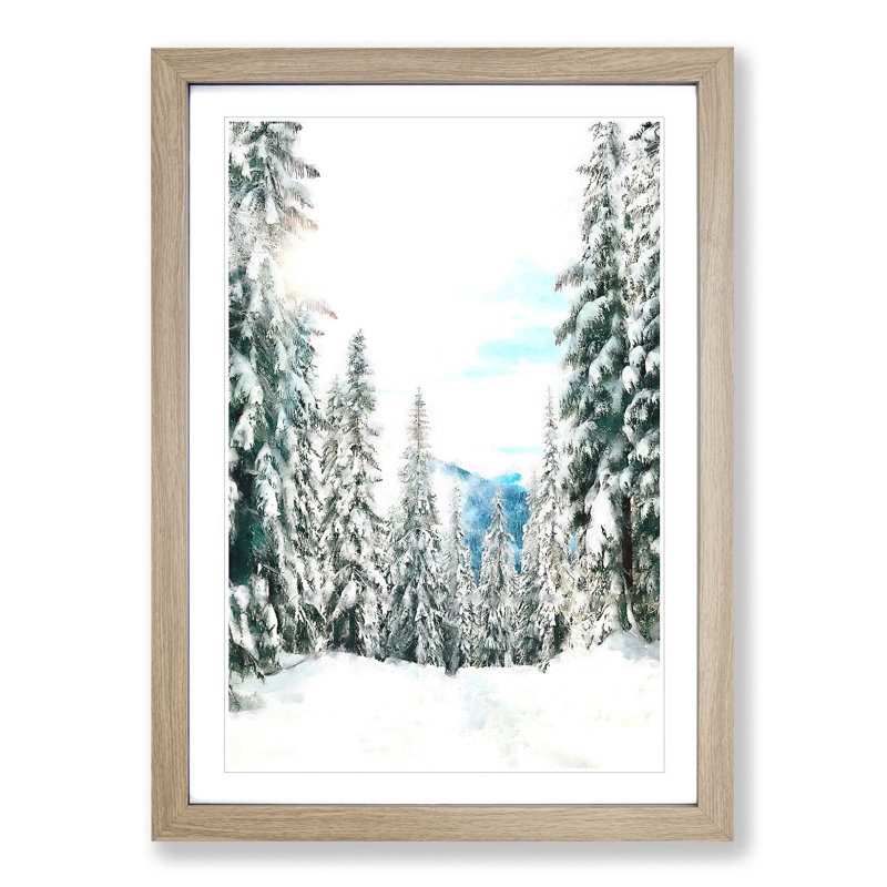 Winter Trail - Single Picture Frame Painting on MDF, Oak Framed, 87cm H x 62cm W x 2cm D