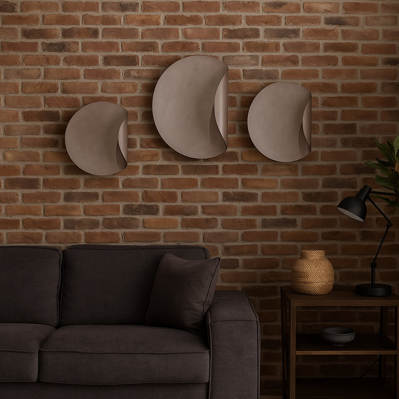 Set of 3 Metal Wall Art in Aged Ivory, Flapped Edge Circle Design, Crafted with Iron, Adds Artistic Flair to Your Home, 16"/20"/24"H, Taupe