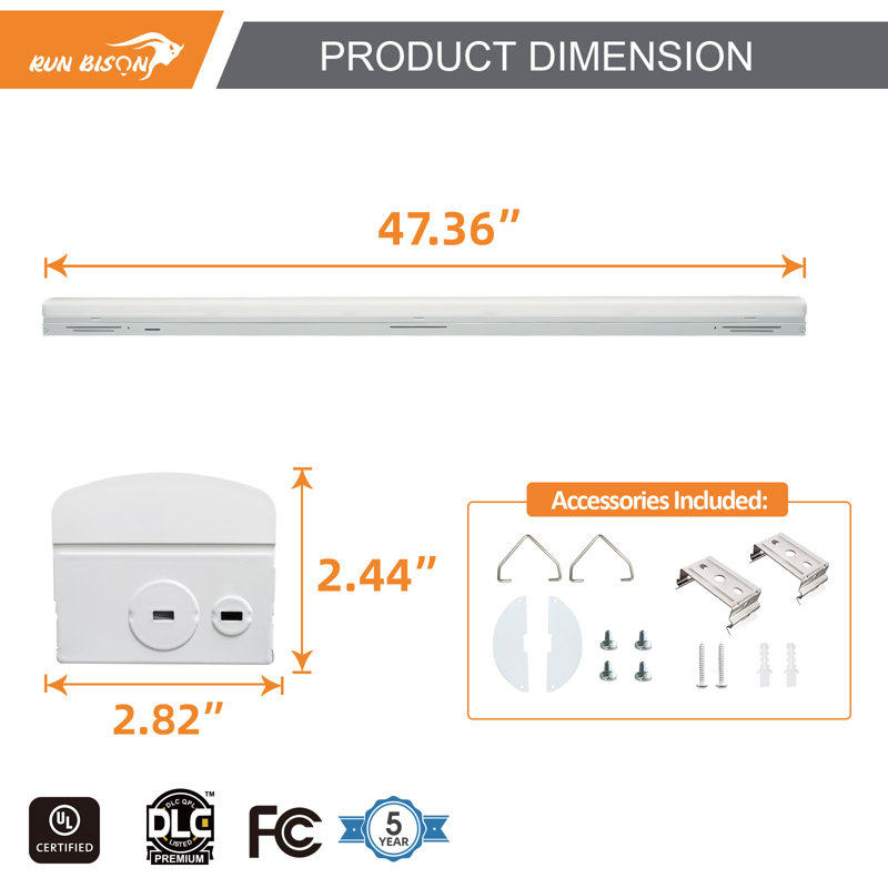 Plafonnier rectangulaire, H 47,36 po x l 2,82 po x P 2,44 po, 5850