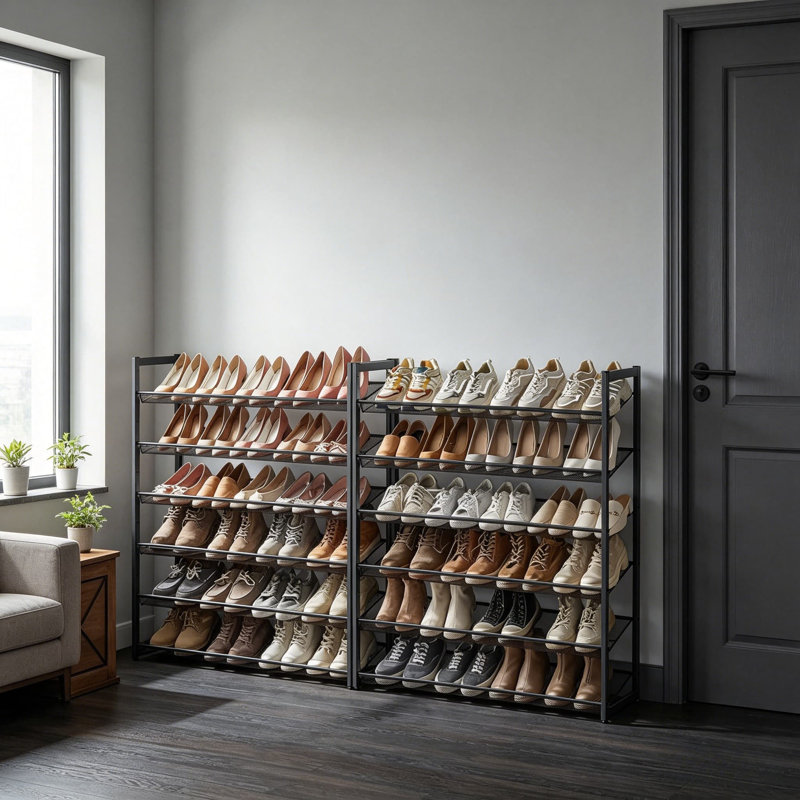 12-Tier Stackable Shoe Rack Organizer With Adjustable Shelves, Large Capacity Metal Shoe Storage For Entryway, Garage, Holds Up To 60 Pairs, Sturdy And Stable Design