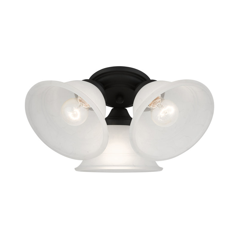 Owasso Glass Flush Mount, Black, Gray Marble