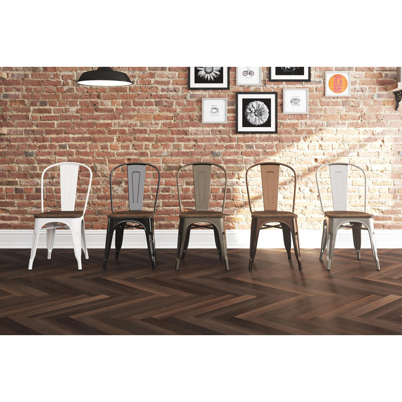 41.91cm H Slat Back Stacking Side Chair, Black