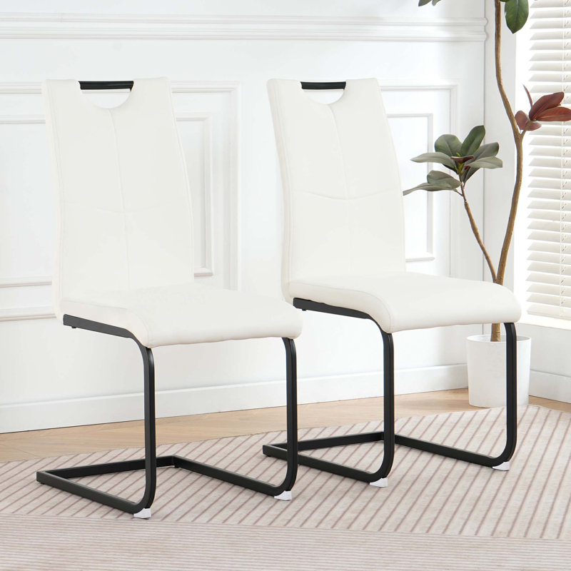 Ensemble de 2 chaises de salle à manger avec siège rembourré en similicuir Johntavia odern, 2, Gris anthracite, Noir