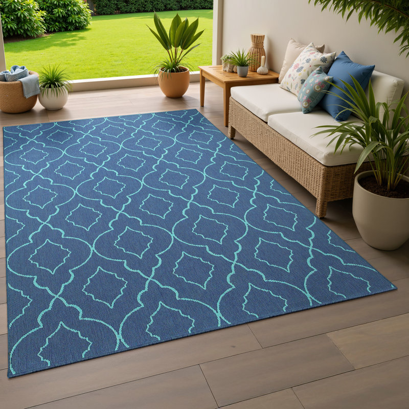 Tapis d'intérieur / extérieur à motif géométrique Deltana, Rectangle 8 pi 6 po x 13 pi