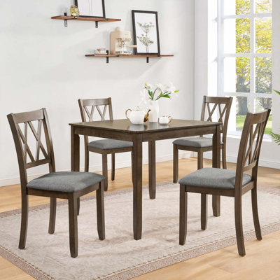 Ensemble de table de salle à manger 5 pièces en bois avec 4 chaises