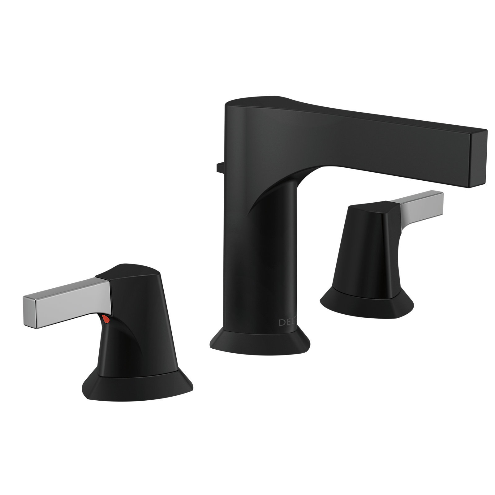 Zura Widespread Faucet with Drain Assembly, Chrome/Black