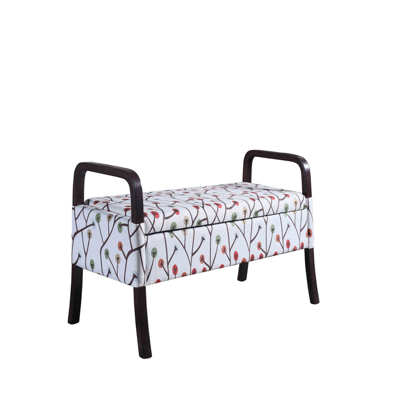 Polyester Blend Upholstered Storage Bench, Red/Green, 23.25" H x 43.25" W x 17.25" D