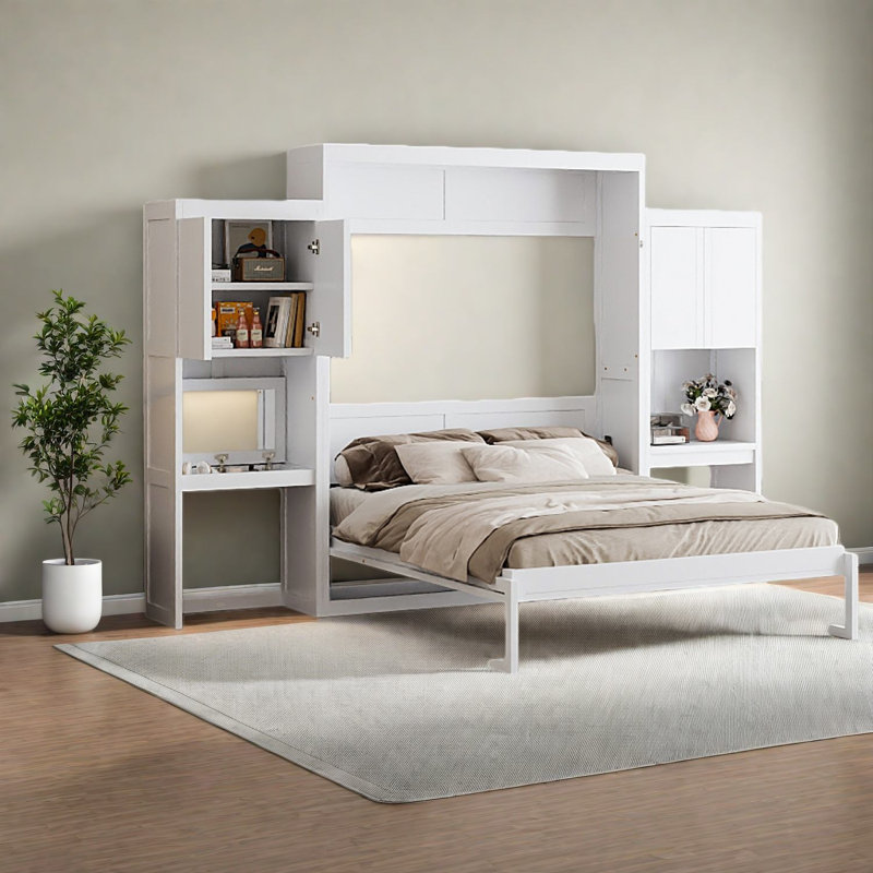 Grand lit escamotable peu encombrant, fabrication en bois, style moderne pour la maison