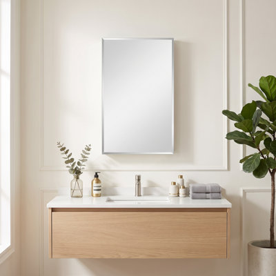 15 in. x 26 in. Aluminum Wall Mounted Bathroom Medicine Cabinet with Adjustable Shelves in Silver