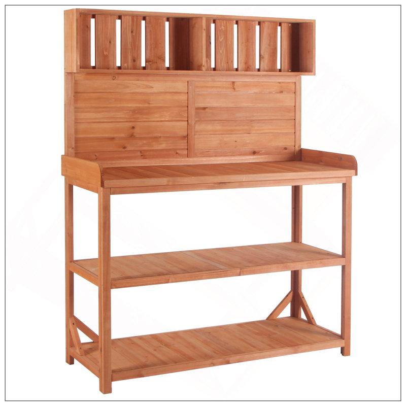 Grande table de rempotage en bois 65 po pour l'extérieur, Naturel