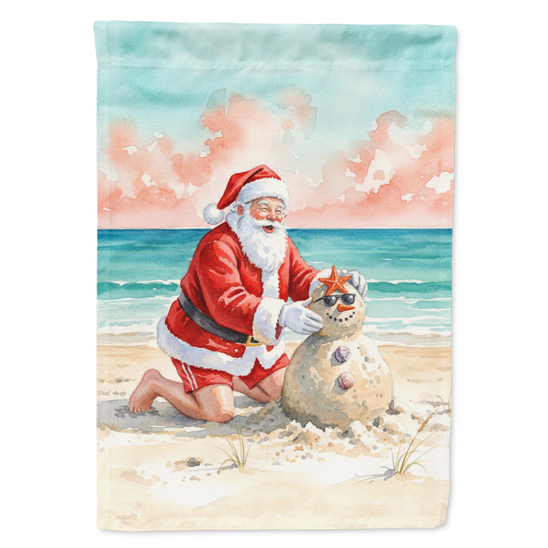 Père Noël construisant un sable, bonhomme de neige, drapeau de jardin de Noël, Taille du jardin